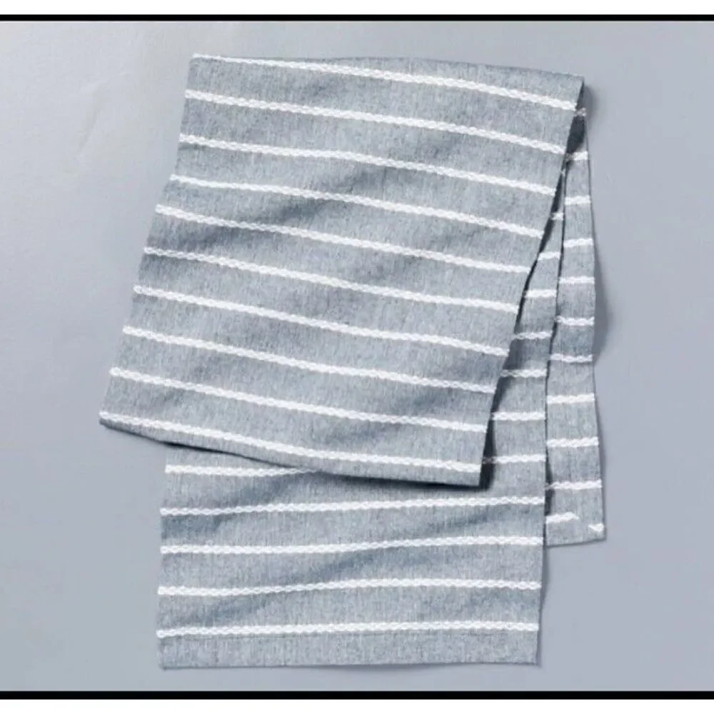 Hearth & Hand™ with Magnolia Blue Stripe Table Runner Dobby Woven Faded Blue New